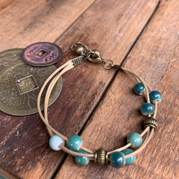 ✨VINTAGE BOHO CERAMIC STRING BRACELET/ANKLET - Picture 4 of 8